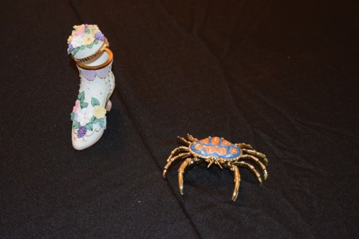 Porcelain Boot and Crab Trinket Box