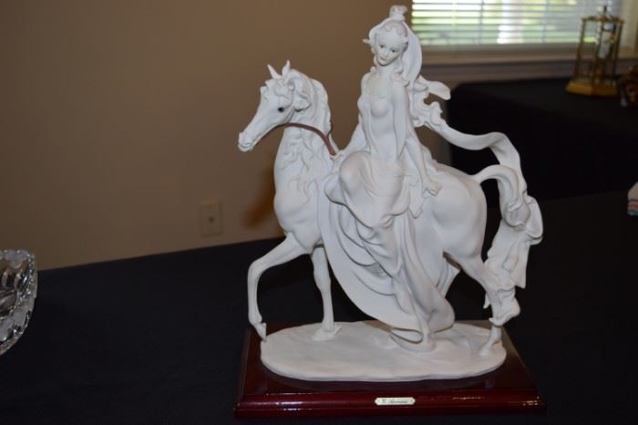 Armani Lady On Horseback Porcelain Figurine 13" Tall Signed