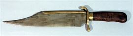 1861 Civil War Era Replica Combat Bowie Knife Marked " Edward Barnes & Sons US 1861" Brass Back Blade, Wood Handle, 19"L, 12" Blade