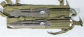 USA Freedom Forever Tactical Knives with Paracord Wrapped Handles and Nylon Sheaths, Qty 2, 12"L, 7.5" Blade