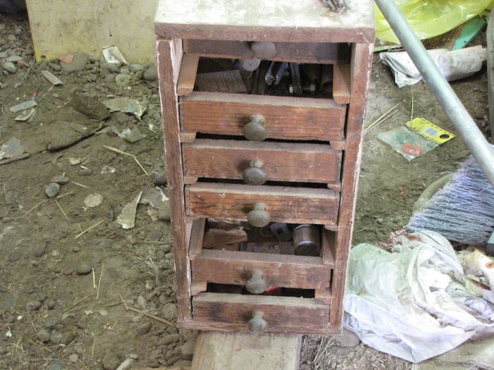 Wooden tool box and tools