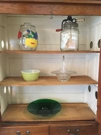 Antique Churn, Cookie Jar and Pyrex
