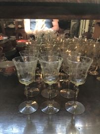 extensive set of Depression glassware