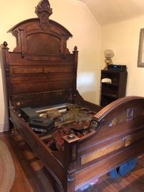 Victorian 3 piece bedroom suite consisting of a full bed, a marble top dresser and marble top wash stand. It bears its original label and was mfg. in Fremont, Ohio by J. J. Shellkopf and delivered to an address on Hough Ave. See the label pictured 3 down from here.