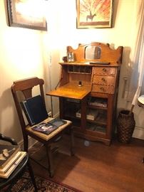 Golden oak secretary desk