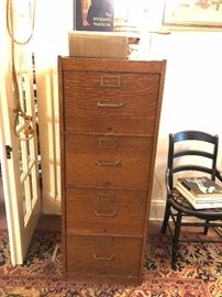 Oak 4 drawer file cab