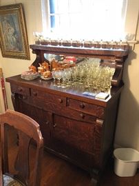 Mirrored antique oak server