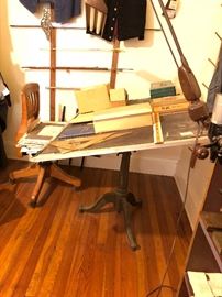 antique iron base drafting table