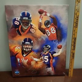 Denver Broncos Mural, Signed by Demaryius Thomas and Tim Tebow with Certificate of Authenticity