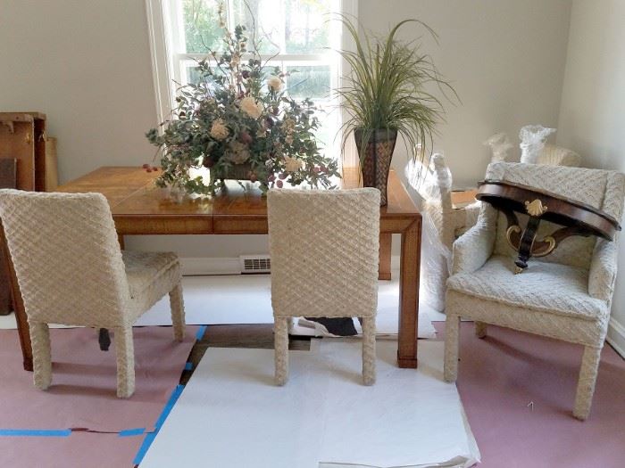 Wood table with five chairs