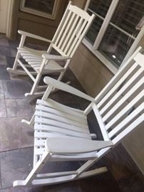 $50.00 for the pair Set of 2 white wooden rockers.  