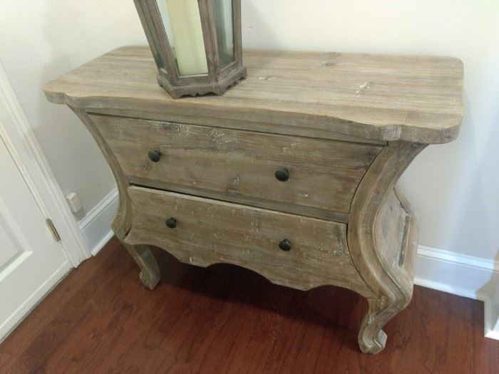 $350.00 Entry Table with 2 drawers. Distressed salvaged wood-whitewashed 43 x 34 x 17" 