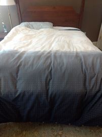 $60.00 Queen white and blue duvet cover with down comforter. 