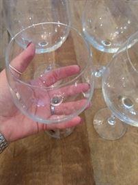 2 sets of 4 large wine glasses. The Cellar. $10.00 each set