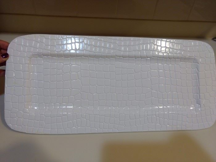 $5.00 Plastic serving tray with alligator pattern.