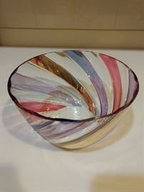 $8.00 Glass Pastel Swirl Bowl