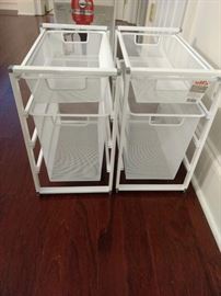 $20.00 EACH Elfa Narrow system- 4 slider with 1 small drawer and 1 deep drawer $20 each