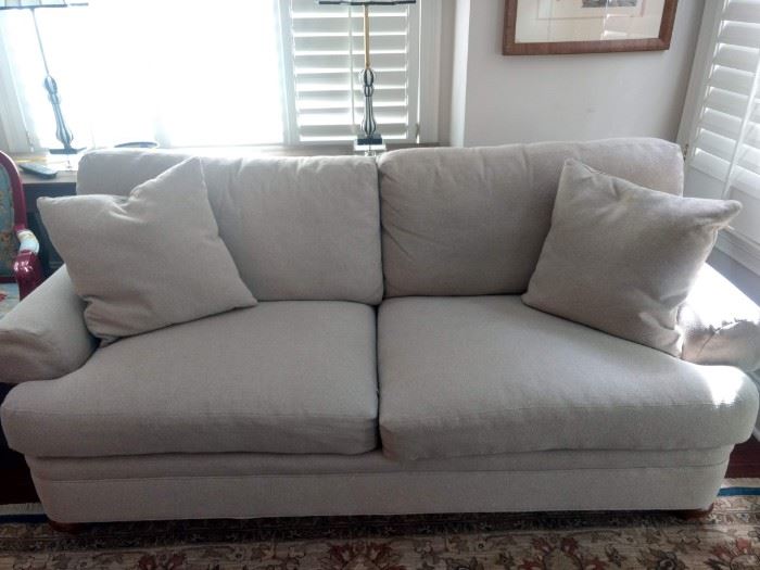 $1,000.00 Vanguard down linen tan couch like new condition  Includes 2 pillows