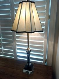 $50.00 each Buffet lamps. Black and white striped and glass lamps 40" there is 2 of them $100 for both