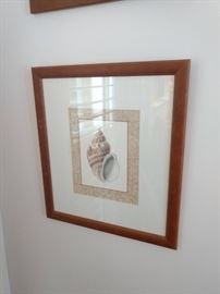 $20.00 Bassett seashell with rattan pictures 18x16"