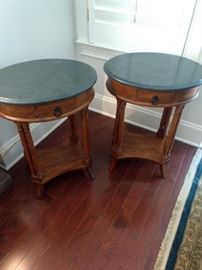 $100 for the pair Set of 2 end tables with granite tops 28x16.5x22.5" 