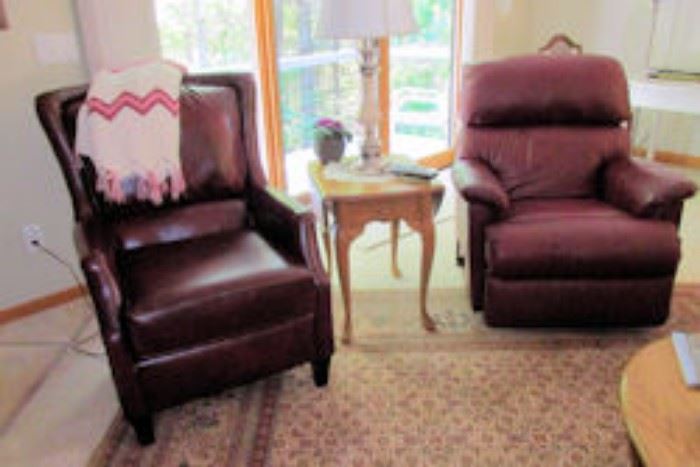 2 wine leather chairs