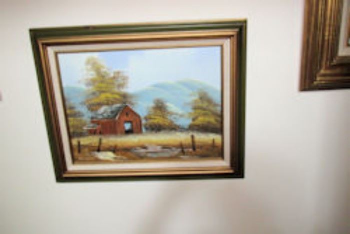 framed art red barn