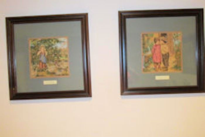 pair framed art children
