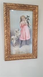 Antique print and frame