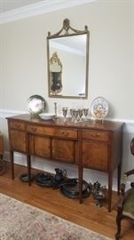 Mahogany Sideboard, mirror, silver plate