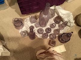 Purple Glass Containers / Antique, various conditions How Many in Lot : 19 Location : Basement Storage
