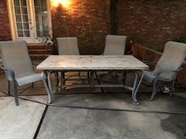 Outdoor dining (granite top) & 6 Chairs 