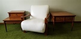 Unique Mid-Century Modern Chair and two American of Martinsville end tables