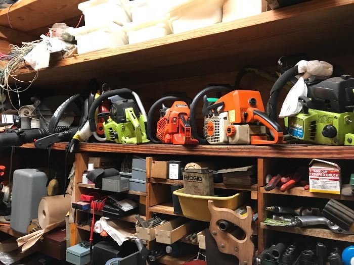Lots of Chainsaws and tools