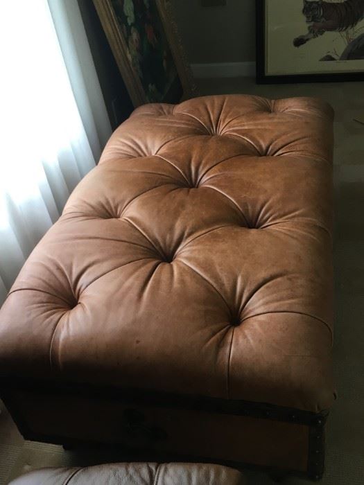 Henredon leather storage ottoman