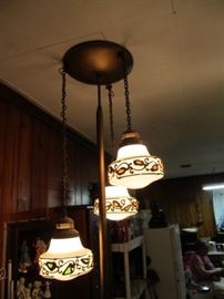 Vintage Floor-to-ceiling pole lamp, three globes