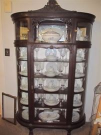 Curved glass both ends and top. Art glass back. Crack(repaired) upper right side