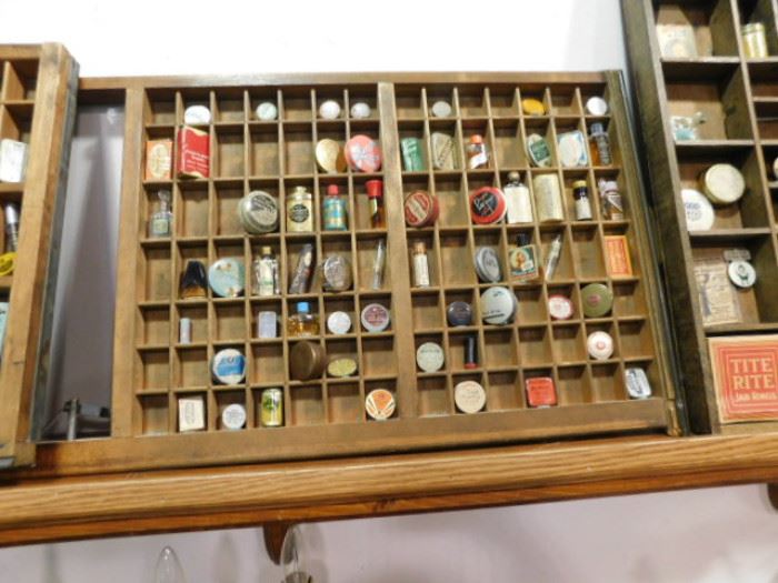 Letter tray of antique smalls/ perfumes