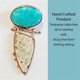 8 Gifted Hands turq, sterling pendant