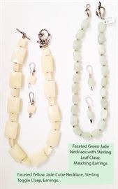 10 Lrg yellow jade neck, faceted green jade neck