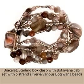 18 Botswana Sterling Clasp, 5 strand Bracelet
