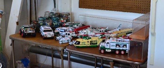 COLLECTION OF MARBLES AND HESS TRUCKS - ALL EXCELLENT CONDITION