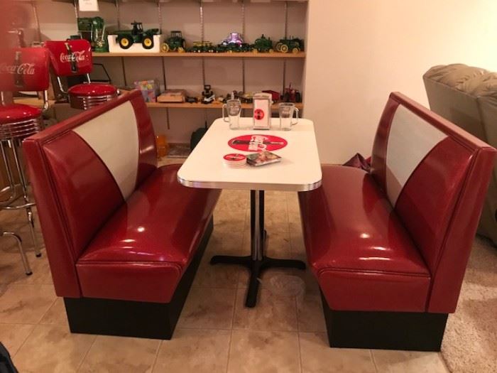 Retro Coca Cola booth seating and table in excellent condition.  