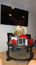 Contemporary Marble Table w/ Metal legs. Samsung 55" TV