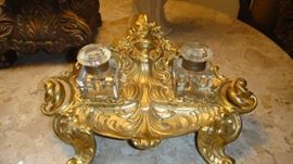 French Bronze, Roccoco, ink holder, turn of the century.