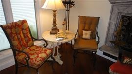 Arm chairs – 4 (Kessler), custom upholstered chairs two of each color