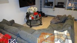 Walter E. Smithe Sectional Sofa, Steel Gray microfiber. like new