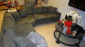 Walter E. Smithe Sectional Sofa, Steel Gray microfiber. like new