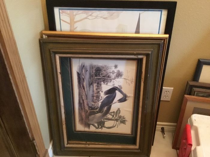 Assorted frames and wall art