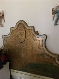 French Gilded and Painted Headboard